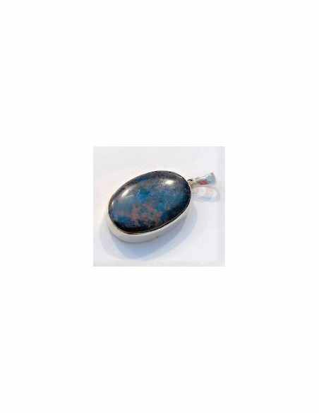 Azurite ovale pendentif montee en argent