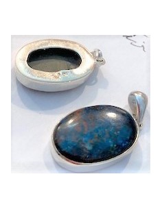 Azurite ovale pendentif montee en argent 2