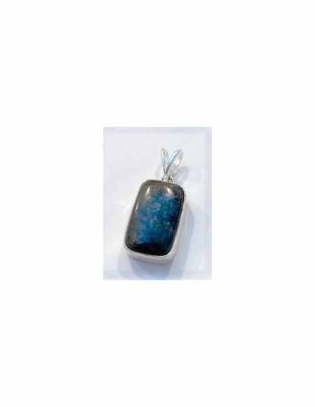 Azurite montee en argent pendentif