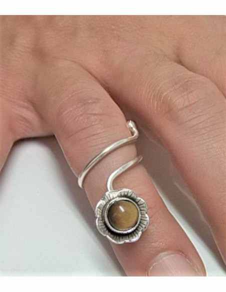 oeil de tigre argent bague