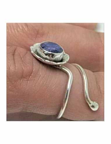 Bague reglable saphir montee argent