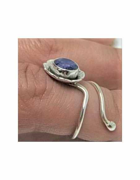 Bague reglable saphir montee argent