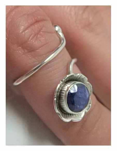 Bague reglable saphir montee argent