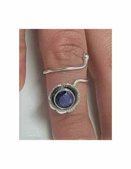 Bague reglable saphir montee argent