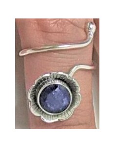 Bague reglable saphir montee argent