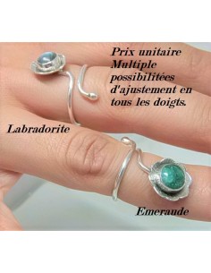 Bague reglable emeraude montee argent 2