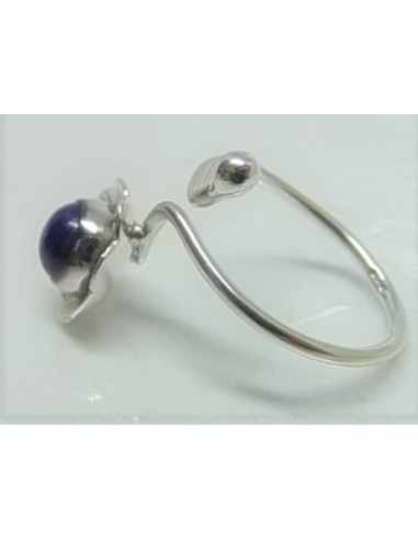 Bague reglable lapis lazuli montee argent