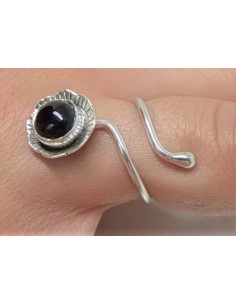 Bague reglable onyx monte argent 2