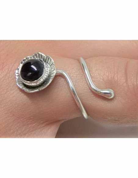 Bague reglable onyx monte argent