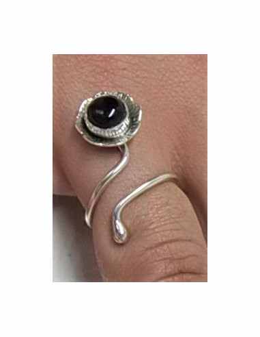 Bague reglable onyx monte argent