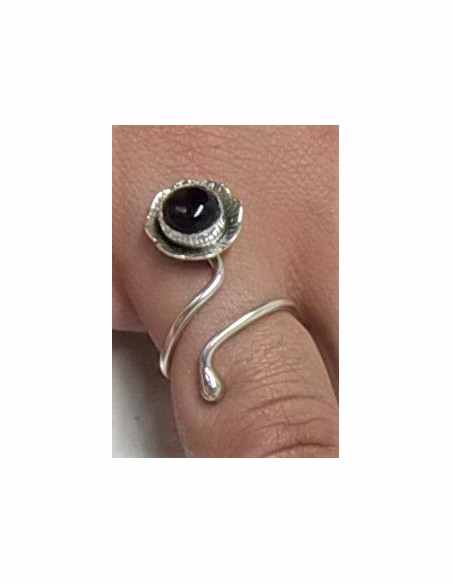 Bague reglable onyx monte argent