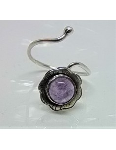 Bague reglable amethyste montee argent