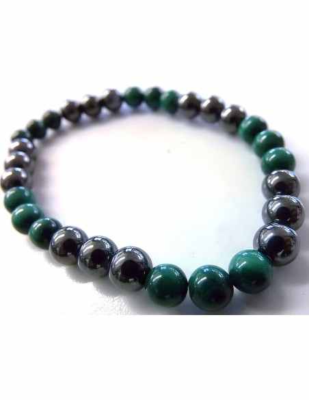 Bracelet magnetite, malachite 6mm