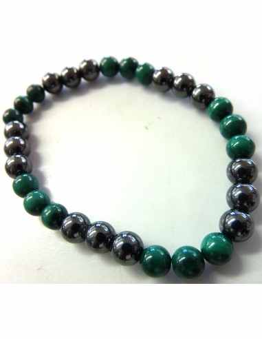 Bracelet magnetite, malachite 6mm