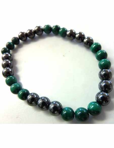 Bracelet magnetite, malachite 6mm