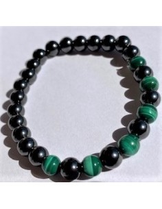Bracelet malachite et magnetite 6mm