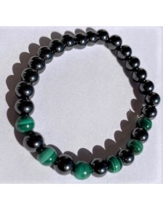 Bracelet malachite et magnetite 6mm 2