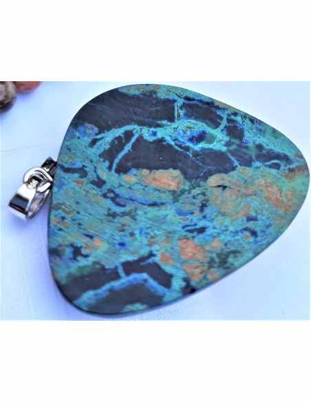 Pendentif Azurite-malachite argent