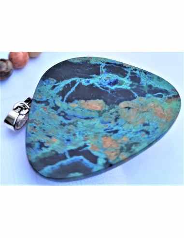 Pendentif Azurite-malachite argent