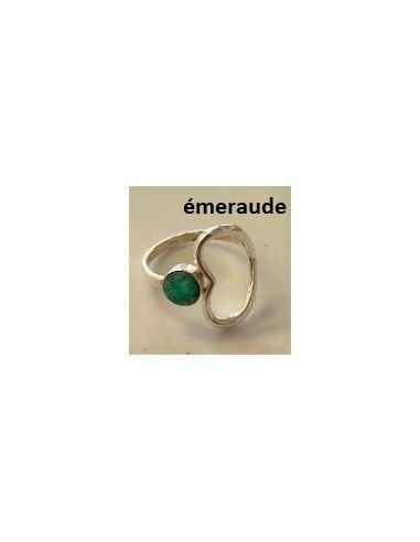 Bague emeraude coeur argent
