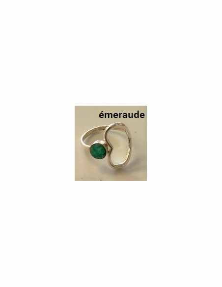 Bague emeraude coeur argent