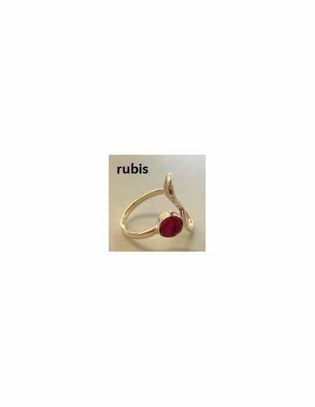 Bague rubis coeur argent