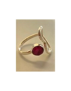 Bague rubis coeur argent