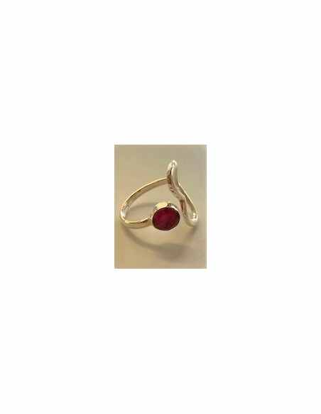 Bague rubis coeur argent