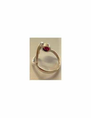 Bague rubis coeur argent