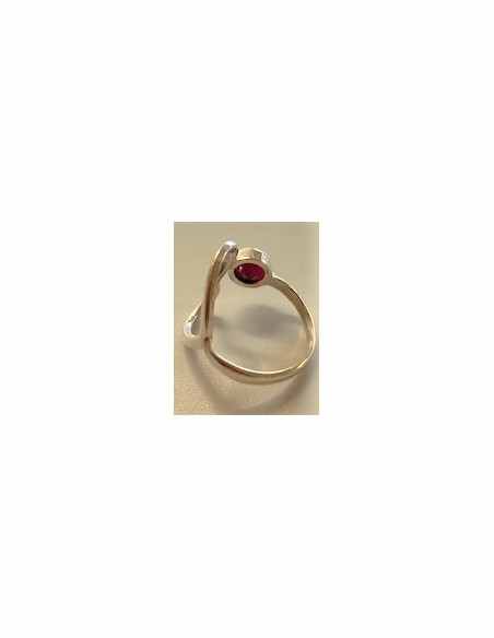 Bague rubis coeur argent