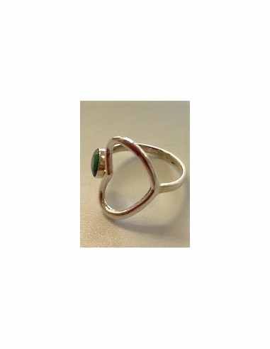 Bague emeraude coeur argent