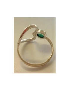 Bague jade coeur argent
