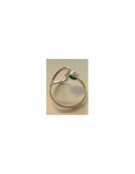 Bague jade coeur argent