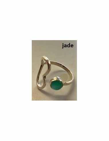 Bague jade coeur argent