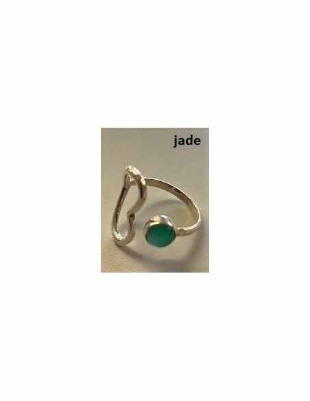 Bague jade coeur argent