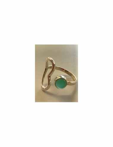 Bague jade coeur argent