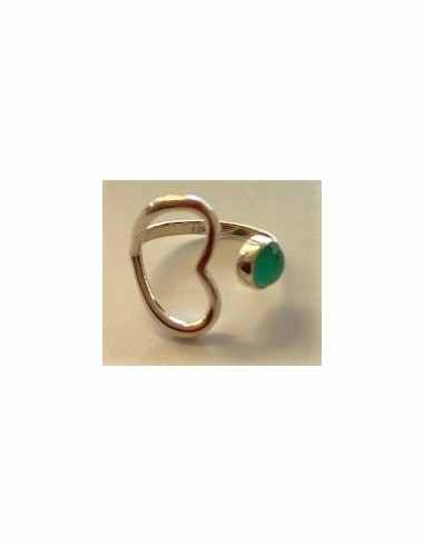 Bague jade coeur argent