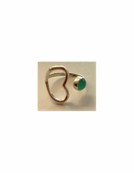 Bague jade coeur argent