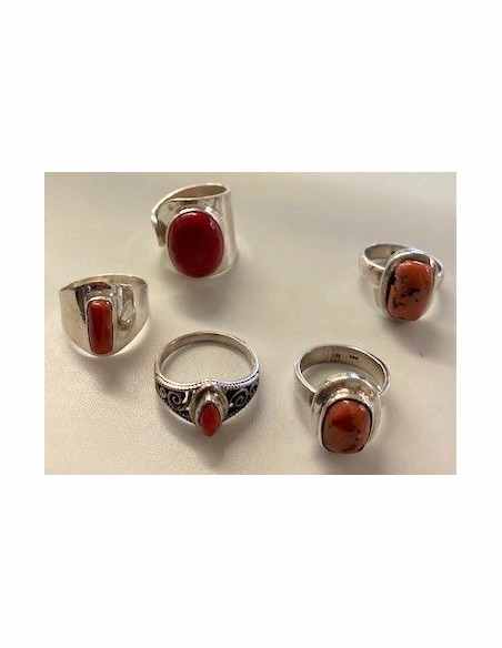 Bague Corail monte en argent