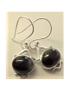 Onyx argent boucles d'oreilles