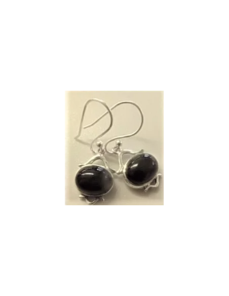 Onyx argent boucles d'oreilles