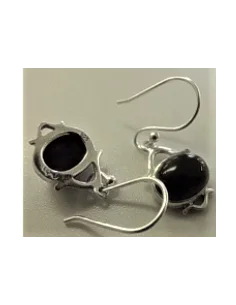 Onyx argent boucles d'oreilles 2