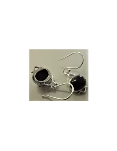 Onyx argent boucles d'oreilles