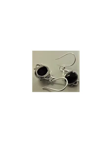 Onyx argent boucles d'oreilles