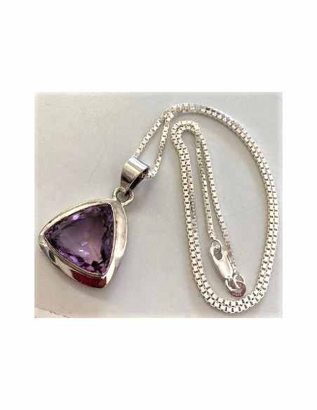 Pendentif ametrine et chaine montee en argent