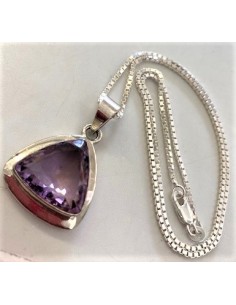 Pendentif ametrine et chaine montee en argent