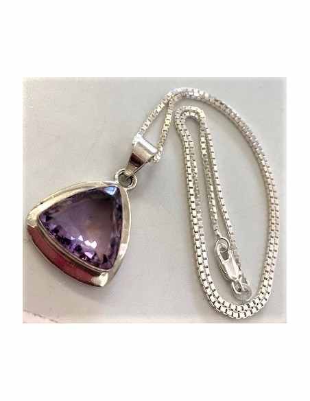 Pendentif ametrine et chaine montee en argent