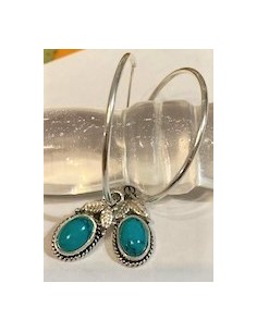 Boucles d'oreilles creoles turquoise argent