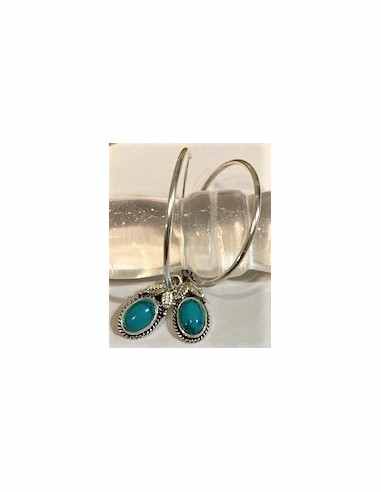 Boucles d'oreilles creoles turquoise argent