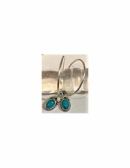 Boucles d'oreilles creoles turquoise argent